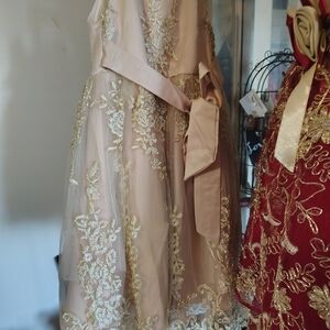 Charles River Apparel Pink and Gold Formal Kids Dress